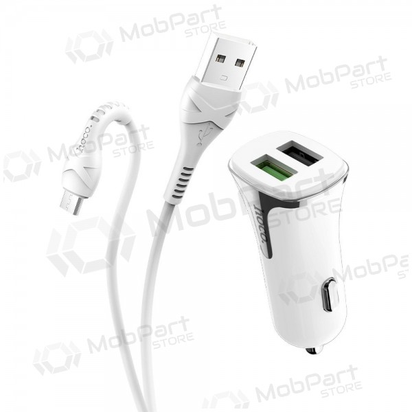 Lader automobilinis Hoco Z31 Quick Charge 3.0 (3.4A) x 2 USB + microUSB (hvit)