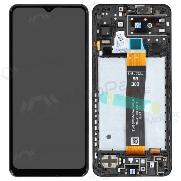 Ekranas Samsung A136 A13 5G su lietimui jautriu stikliuku og rėmeliu Black original (service pack)