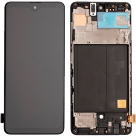 Samsung Galaxy A51 skjerm (svart) (med ramme) (original)