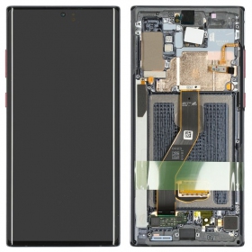 Ekranas Samsung N975 Note 10 Plus/N976 Note 10 Plus 5G su lietimui jautriu stikliuku og rėmeliu Black OLED (real size)