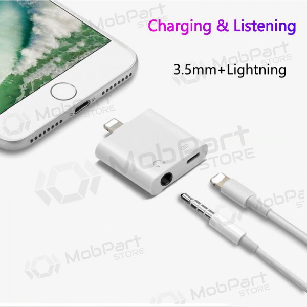 Adapter ADP15 iš Lightning į Lightning + 3,5mm (hvit)