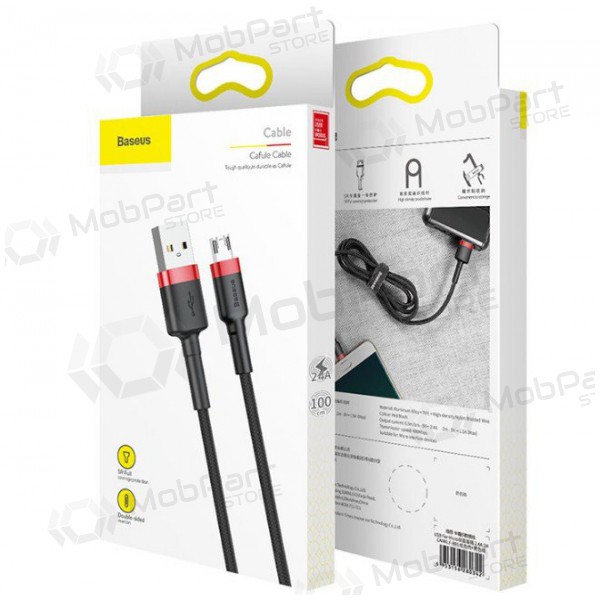 USB kabel Baseus Cafule microUSB 2.0m 1.5A (grå-svart) CAMKLF-CG1