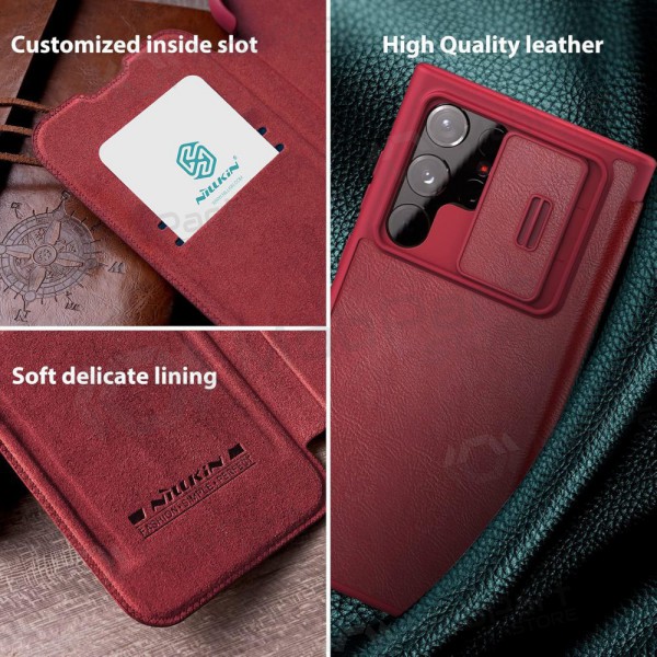 Deksel / etui Nillkin Qin Leather Samsung A346 A34 5G rød