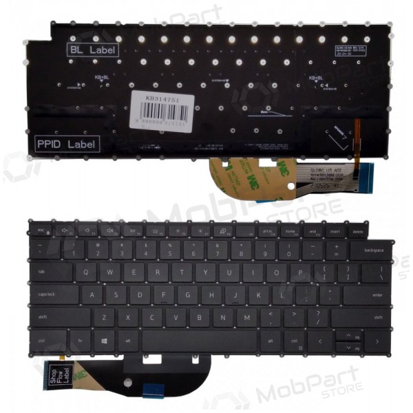 DELL XPS 9500 tastatur (US) (med belysning)