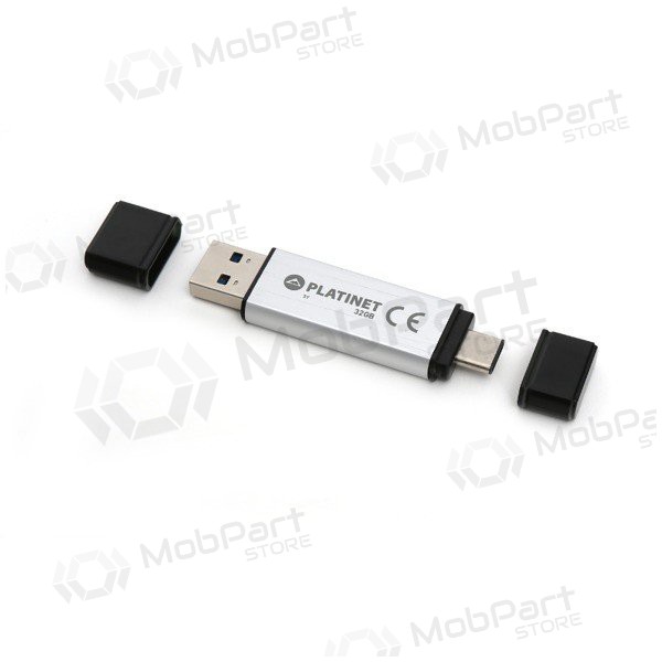 Minnepinne Platinet 32GB OTG USB 3.0 + Type-C (sølvgrått)