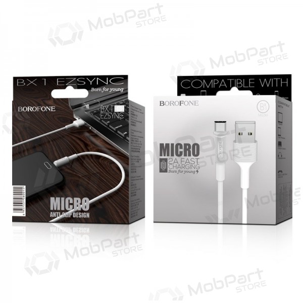 USB kabel Borofone BX1 microUSB 1.0m (hvit)