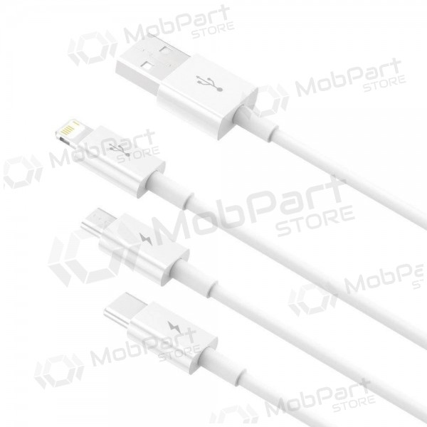 Kabel Baseus Superior USB - microUSB+Lightning+Type-C 3.5A 1.5m (hvit) CAMLTYS-02