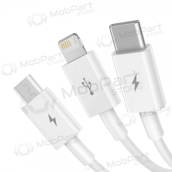 Kabel Baseus Superior USB - microUSB+Lightning+Type-C 3.5A 1.5m (hvit) CAMLTYS-02