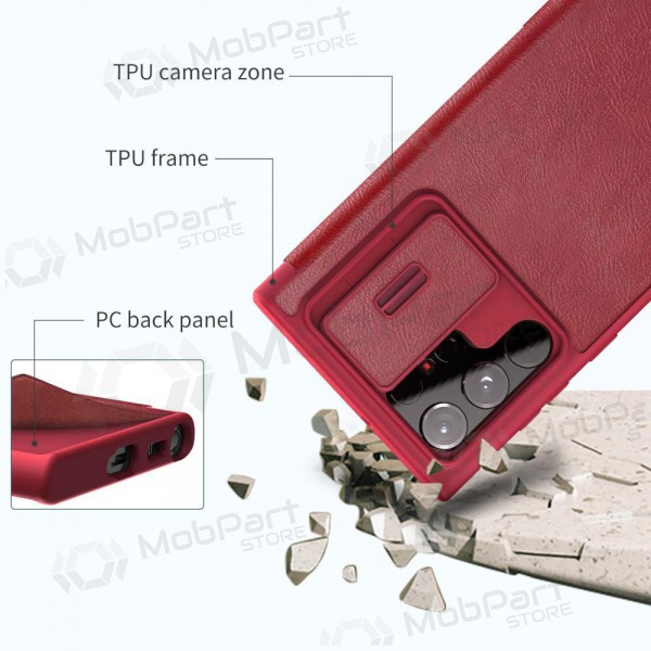 Deksel / etui Nillkin Qin Leather Samsung A346 A34 5G rød