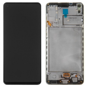 Samsung Galaxy A21s skjerm (svart) (med ramme) (original)
