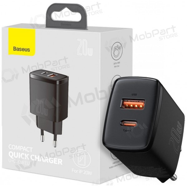 Lader Baseus USB + Type-C 20W CCXJ-B01 (svart)