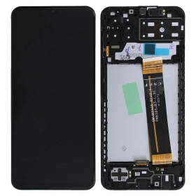 Ekranas Samsung A137 A13 2022 su lietimui jautriu stikliuku og rėmeliu Black original