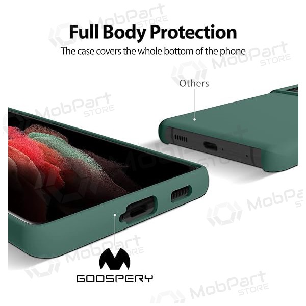 Samsung S908 Galaxy S22 Ultra deksel / etui Mercury Goospery "Silicone Case" (tamsiai grønn) Samsung S908 Galaxy S22 Ultra deksel / etui Mercury Goospery "Silicone Case" (tamsiai grønn)