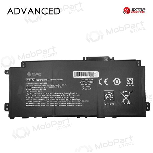 HP PP03XL, 3400mAh bærbar batteri, Advanced