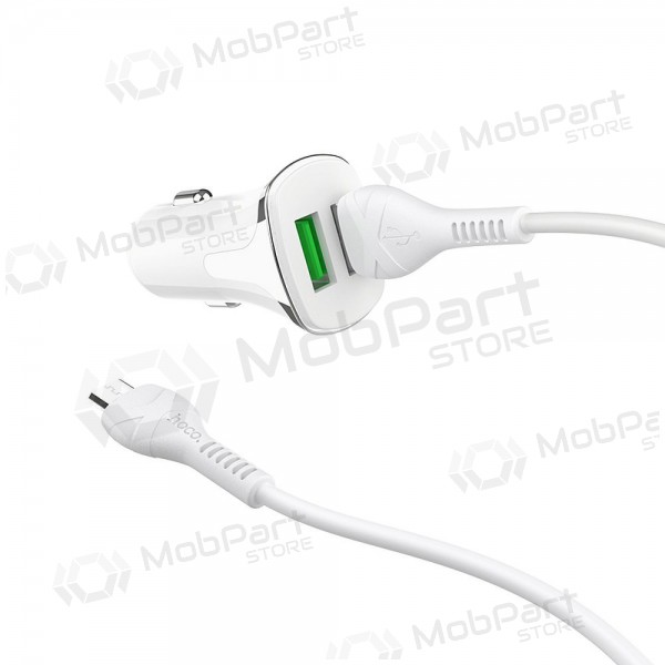 Lader automobilinis Hoco Z31 Quick Charge 3.0 (3.4A) x 2 USB + microUSB (hvit)