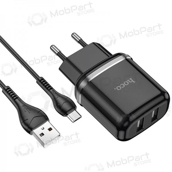 Lader Hoco N4 + microUSB (2.4A) (svart)