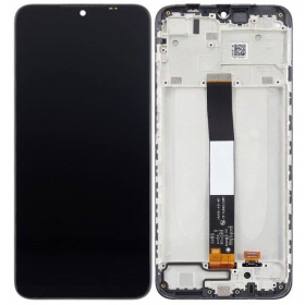 Xiaomi Redmi 9A / 9C / 9AT / 10A skjerm (svart) (med ramme) (Premium)